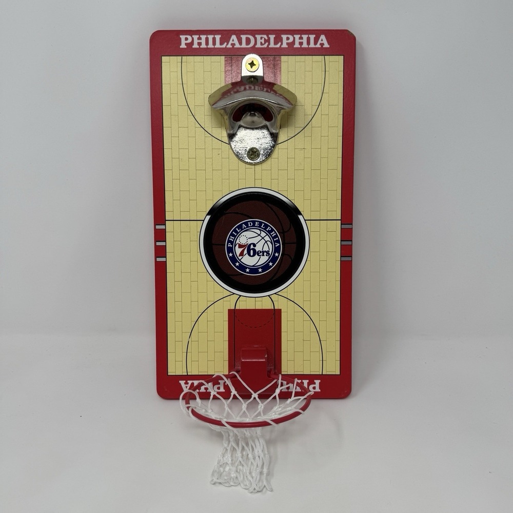 Philadelphia 76ers NBA Wall Mount Basketball Hoop Bottle Opener Basket Court
